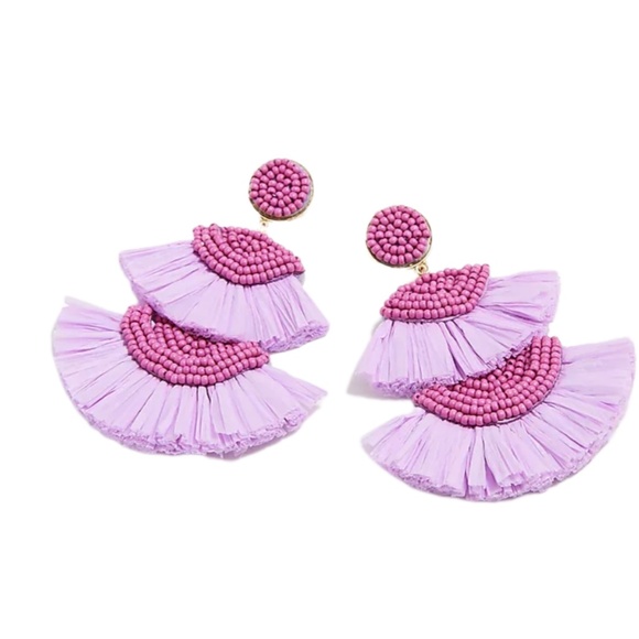 J.Crew Beaded Fan Statement  Earrings - Picture 2 of 2